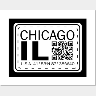 New Vintage Travel Location Qr Chicago IL Posters and Art